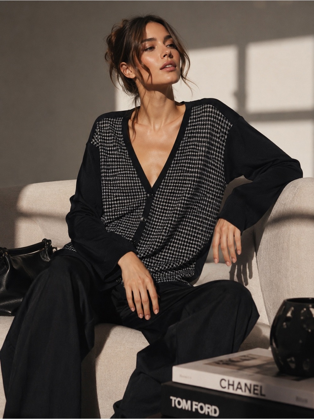 Armani Collezioni Houndstooth Cardigan